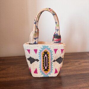 Tribal Hand Beaded Tote Bag-Multi Color Southwest Mini Purse